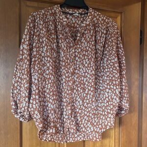 The Sydney Pilcro by Anthropologie Floral Rust Blouse